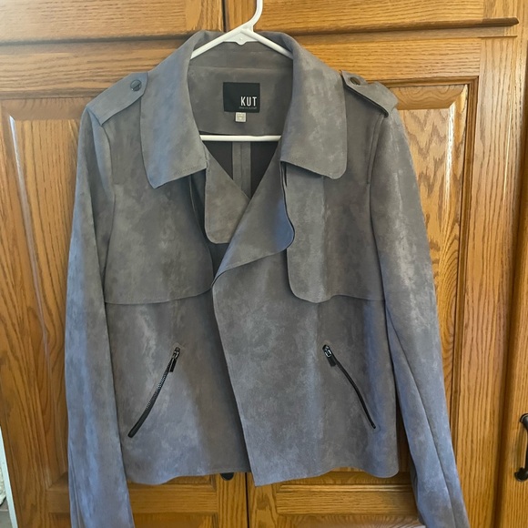 KUT Gray Faux Leather Jacket - Picture 1 of 12